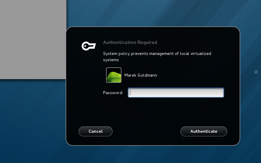 virt-manager authentication