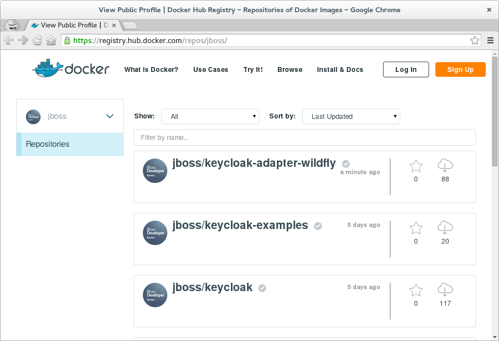 Docker HUB with JBoss images